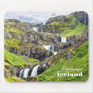Tapis De Souris Texte personnalisé Klifbrekkufossar, Islande
