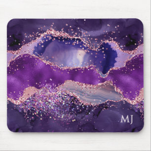 Tapis De Souris Texture d'agate scintillante violette