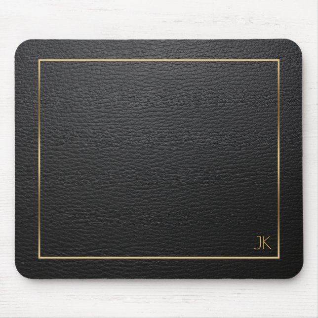 Tapis De Souris Texture En Cuir Noir Avec Cadre Or (Devant)