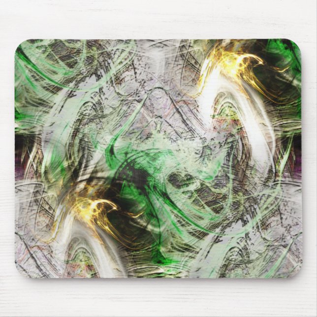 Tapis De Souris Texture rustique sous encre verte et jaune flottan (Devant)