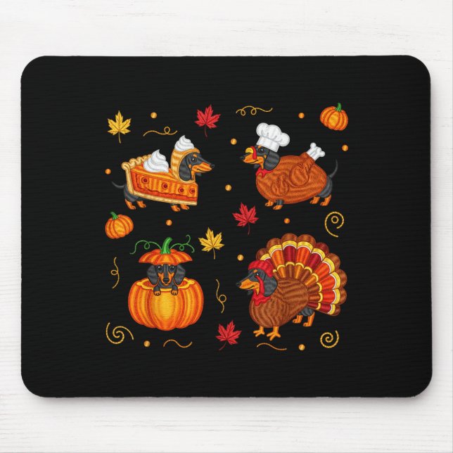 Tapis De Souris Thanksgiving Dachshund Weiner Dog Turkey Cute Pump (Devant)