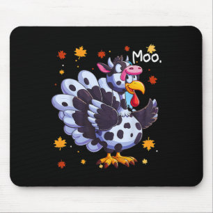 Tapis De Souris Thanksgiving Fake Turkey Moo Cow Head Funky Fall