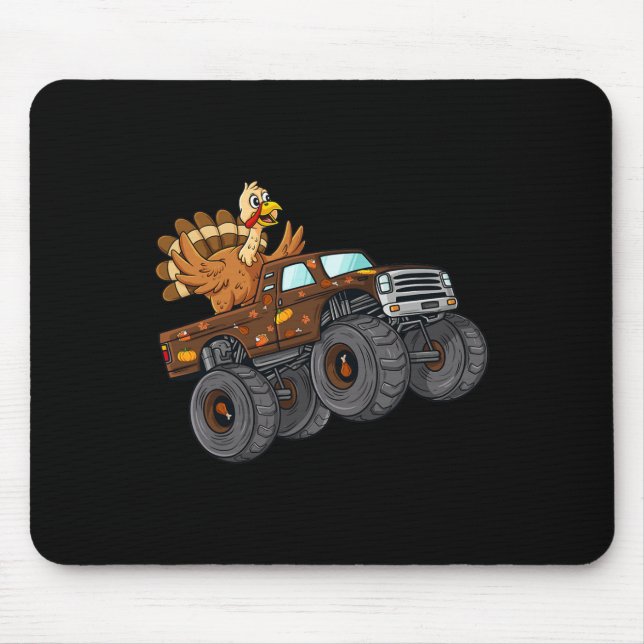 Tapis De Souris Thanksgiving Turquie équitation Monster Truck Boys (Devant)