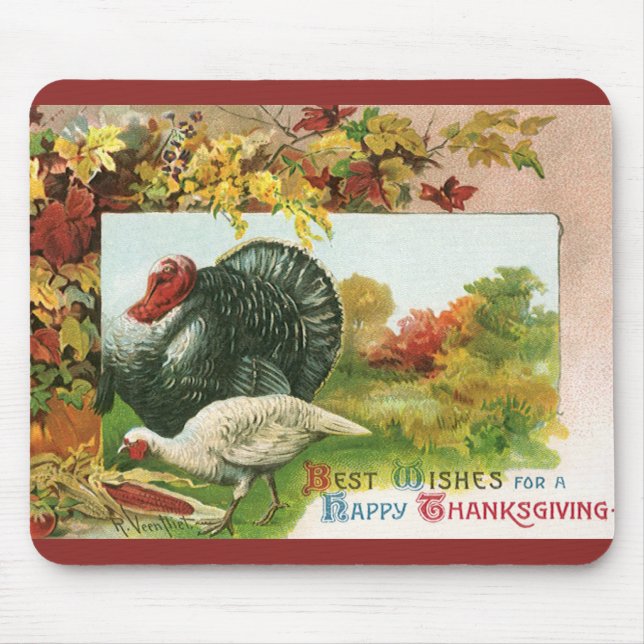Tapis De Souris Thanksgiving vintage, Déchets sauvages Couleurs d' (Devant)