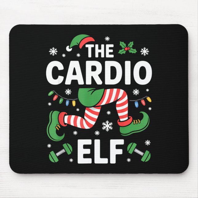 Tapis De Souris The Cardio Elf Funny Fitness Christmas Gym Workout (Devant)