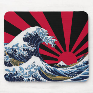 Tapis De Souris The Great Wave off Kanagawa + Rising Sun