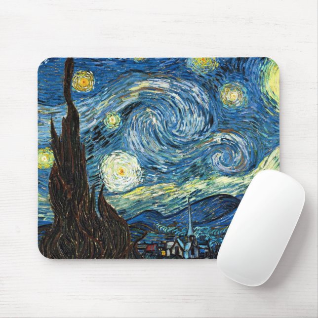 Tapis De Souris The Starry Night by Vincent Van Gogh (Avec souris)