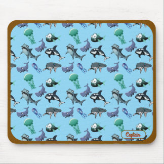 Tapis de souris Thème Océan Poisson et Requin en c