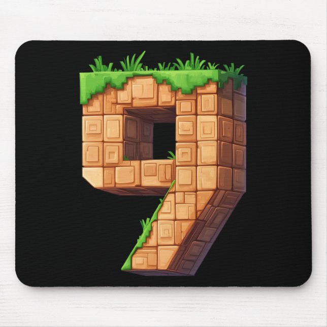 Tapis De Souris Thème Pixel de 9e anniversaire amusant pour joueur (Devant)