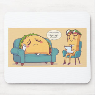 Tapis De Souris Thérapie Mardi Taco - Drôle Drôle Cartoon Food Art