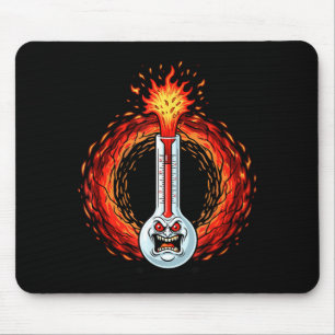 Tapis De Souris Thermomètre furieux en flammes chaleur extrême rag