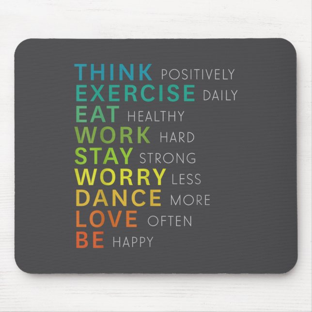 Tapis De Souris Think Sitive Affirmation Insrational Motivational  (Devant)