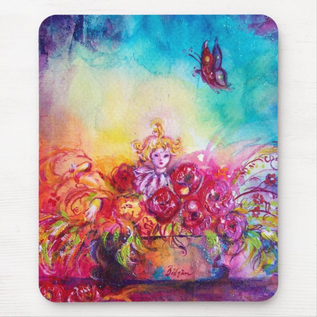 TAPIS DE SOURIS THUMBELINA, PANIER À FLEURS ET BOUTEILLE (Devant)