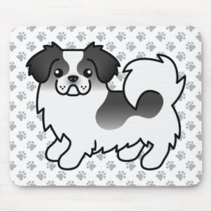Tapis De Souris Tibétain Spaniel Parti-Coleur Noir Chien de Dessin