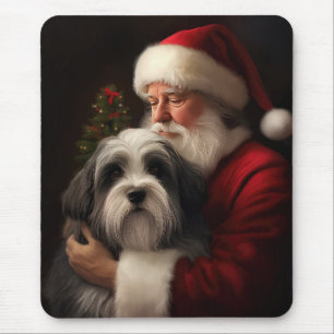 Tapis De Souris Tibétain Terrier Père Noël Noël Festif