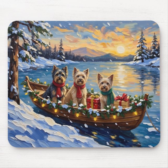 Tapis De Souris Tibetan Terrier Christmas Boat Holiday (Devant)