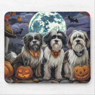 Tapis De Souris Tibetan Terrier Halloween Épouvantable