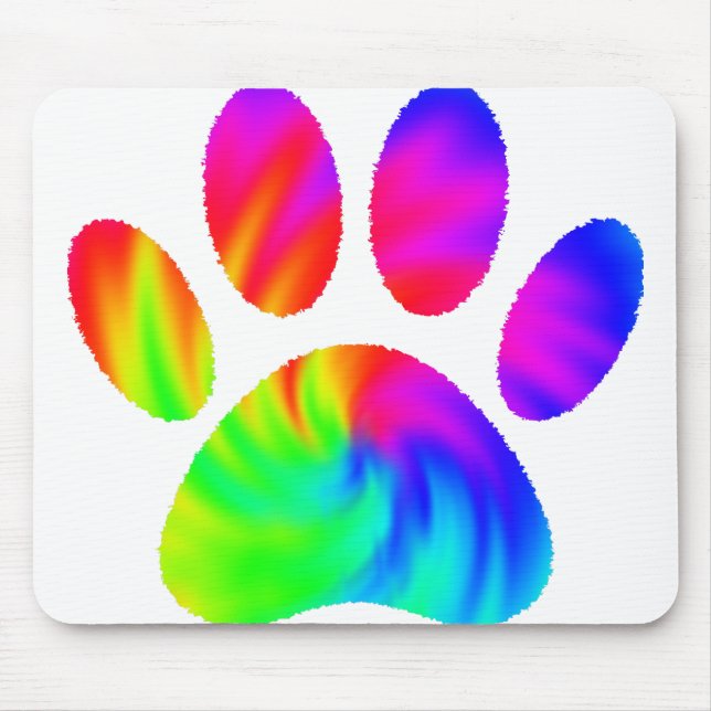 Tapis De Souris Tie Dye Chien Empreinte de patte Graphic (Devant)