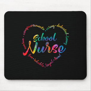 Tapis De Souris Tie Dye École Infirmière Coeur Mot Infirmière jour