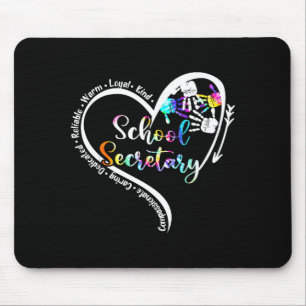 Tapis De Souris Tiedye Cœur Secrétaire de l'école Vie Mignonne Ret