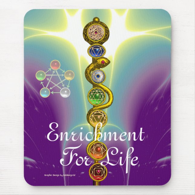 TAPIS DE SOURIS TIGE D'ASCLEPIUS, 7 CHAKRAS, YOGA, ÉNERGIE (Devant)