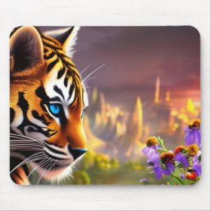 Tapis De Souris Tiger Cub, Fleurs Violettes