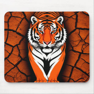 Tapis De Souris Tigre audacieux sur fond de terre fissurée