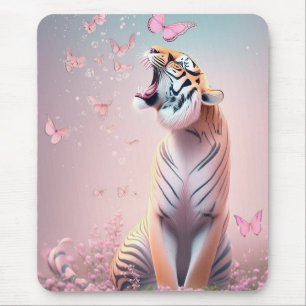 Tapis De Souris Tigre avec papillons