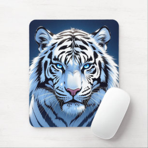 Tapis De Souris Tigre blanc aux yeux bleus Ai Art