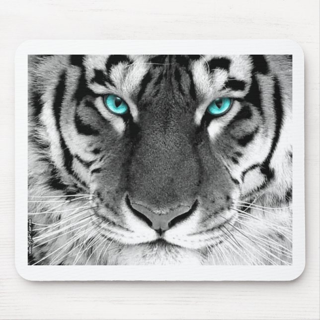 Tapis De Souris Tigre blanc noir (Devant)