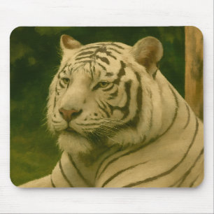 Tapis De Souris Tigre blanc reposant dans l'ombre des bois