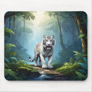 Tapis De Souris Tigre de tempête blanche – Souris fantaisie éclair