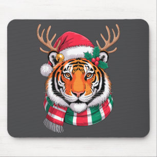 Tapis De Souris Tigre Renne Noël Chapeau Santa Tigre Xmas