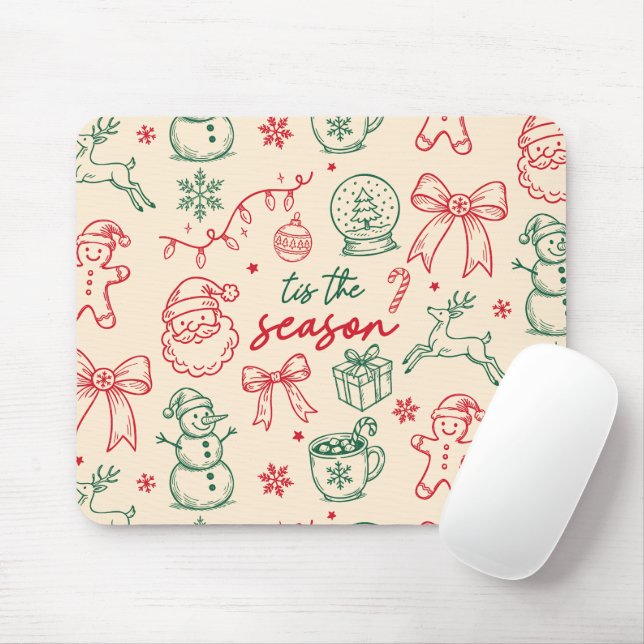 Tapis De Souris Tis the Season - Christmas Doodle (Avec souris)