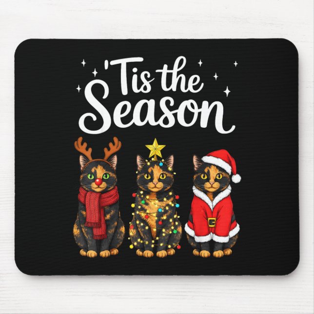 Tapis De Souris Tis The Season Tortoiseshell Cat Christmas Santa  (Devant)