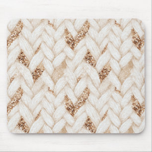 Tapis De Souris Tissu Faux Crème Tissé Paillettes Or