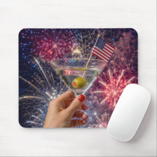 Tapis De Souris Toast au Martini Patriotique Américain