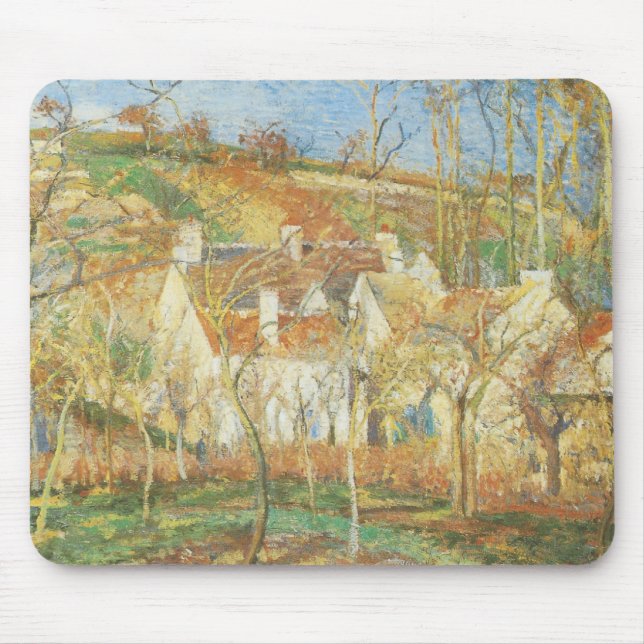 Tapis De Souris Toits rouges, Coin d'un village, Hiver par Pissarr (Devant)