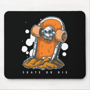 Tapis De Souris Tombes Crâne Skateur Mort Faire Du Skate Planche À