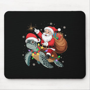 Tapis De Souris Tortue amusante Noël Père Noël équitation Tortue d