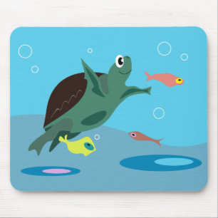 Tapis De Souris Tortue de mer mignonne sous l'art marin