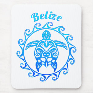 Tapis De Souris Tortue tribale Belize de bleu d'océan