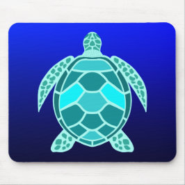 Tapis De Souris Tortue turquoise bleu vert turquoise sur marine