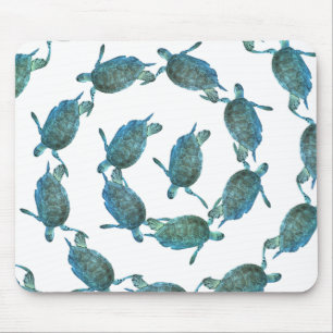 Tapis De Souris Tortues de mer bleu sarcelle Océan Élégante Plage