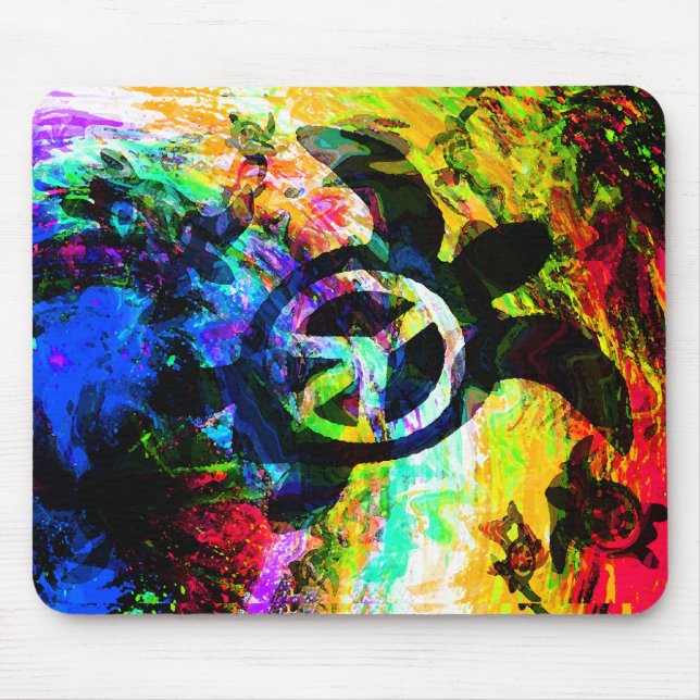 Tapis De Souris Tortues psychédéliques Mousepad de paix (Devant)
