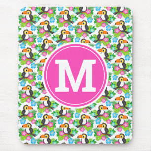 Tapis De Souris Toucan Tropical et Motif Floral d'Été