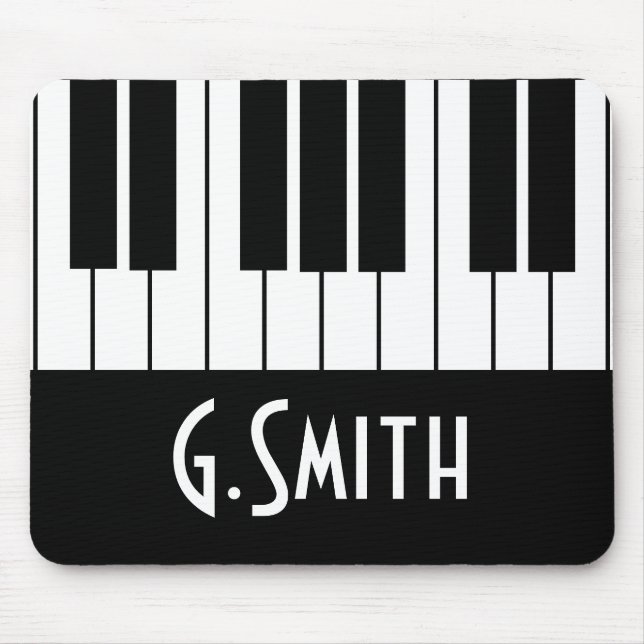 Tapis De Souris Touches musicales de piano| Ajouter votre nom (Devant)