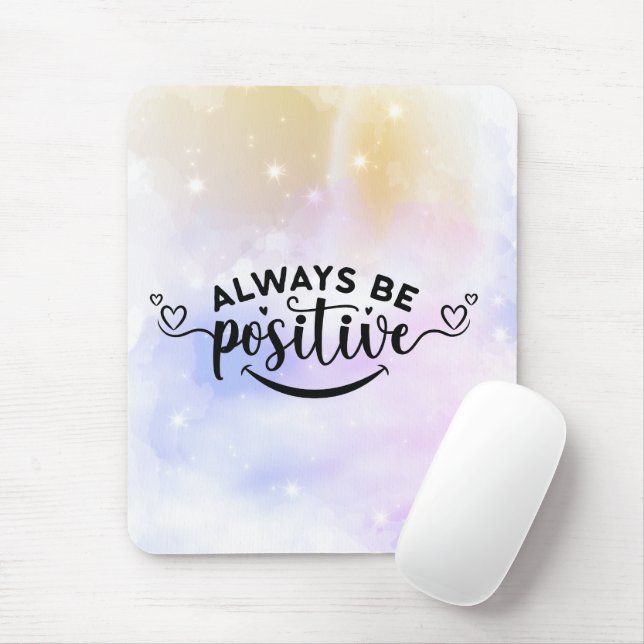Tapis De Souris Toujours être positif violet jaune (Avec souris)