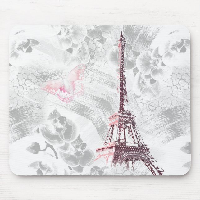 Tapis De Souris Tour Eiffel contre l'arrière - plan des orchidées (Devant)