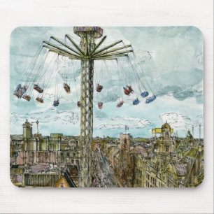 Tapis De Souris Tour européen d'oscillation d'aquarelle des